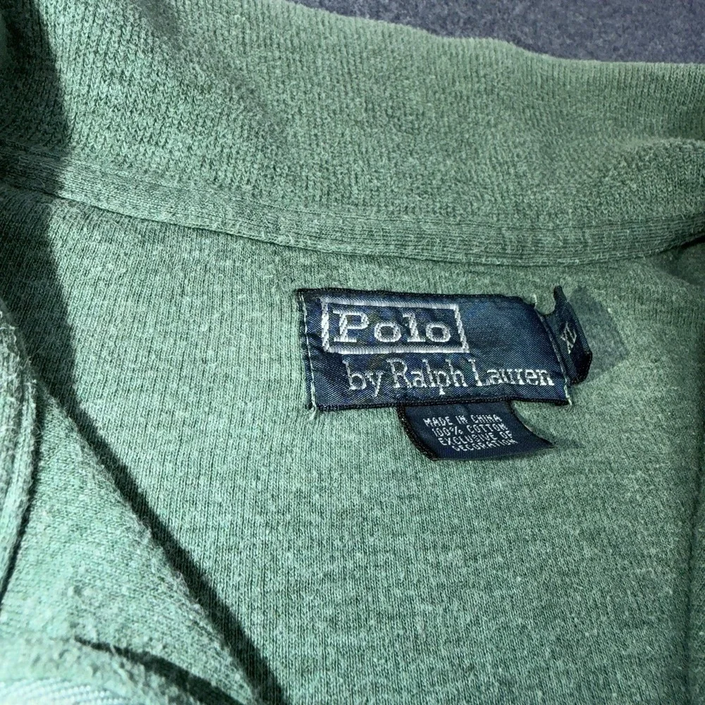 Vtg Polo Ralph Lauren Mens Sweater XL Green Quarter Zip Pony Preppy Estate Rib
